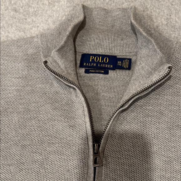 Polo by Ralph Lauren Men's Mesh Knit 1/4 Zip-Up Sweater in Gray- XXL - Picture 2 of 4